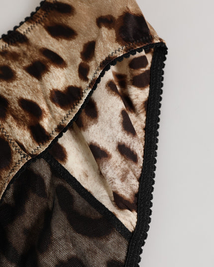 Dolce & Gabbana Brown Leopard Silk Mid Waist Panty Underwear