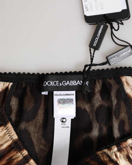 Dolce & Gabbana Brown Leopard Silk Mid Waist Panty Underwear