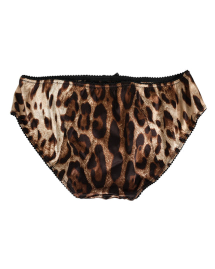 Dolce & Gabbana Brown Leopard Silk Mid Waist Panty Underwear