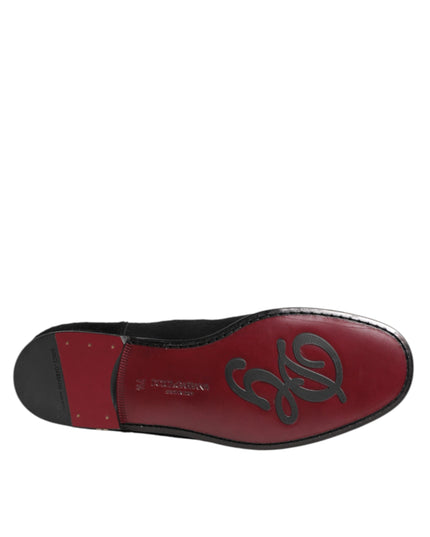 Dolce & Gabbana Black Leather Fur Men CHELSEA Boots Shoes