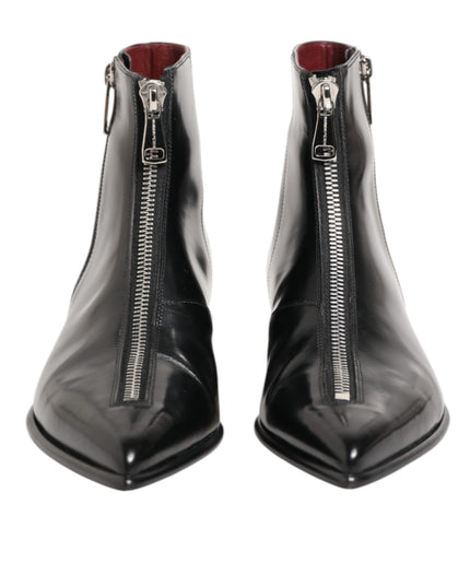 Dolce & Gabbana Black Calfskin Leather Men SHORT Boots Shoes