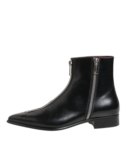 Dolce & Gabbana Black Calfskin Leather Men SHORT Boots Shoes