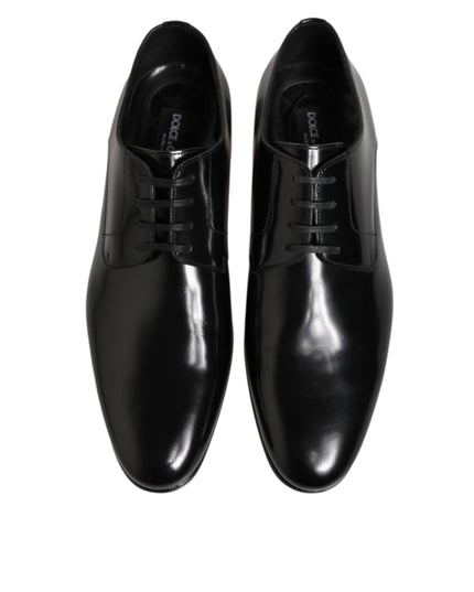 Dolce & Gabbana Black Calfskin Leather Derby Men Dress Shoes