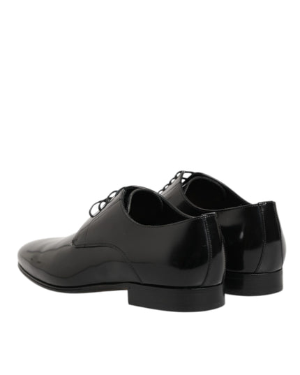 Dolce & Gabbana Black Calfskin Leather Derby Men Dress Shoes