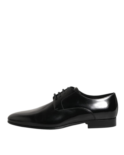 Dolce & Gabbana Black Calfskin Leather Derby Men Dress Shoes