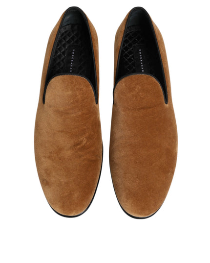 Dolce & Gabbana Brown Suede Slip On Men Loafers Formal Shoes