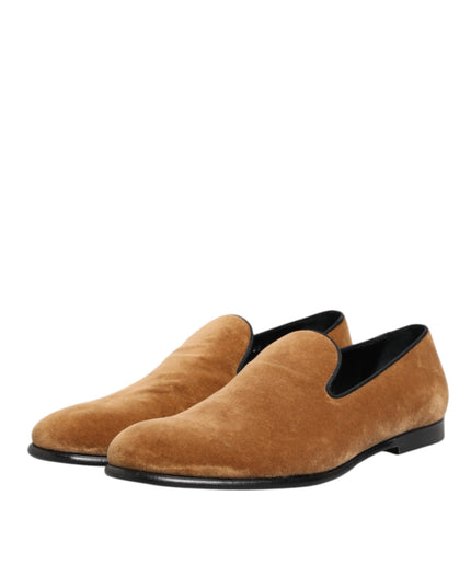 Dolce & Gabbana Brown Suede Slip On Men Loafers Formal Shoes