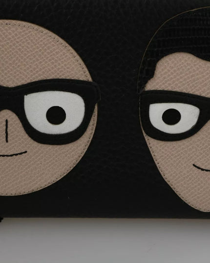 Dolce & Gabbana Black Leather #DGFAMILY Zipper Continental Mens Wallet