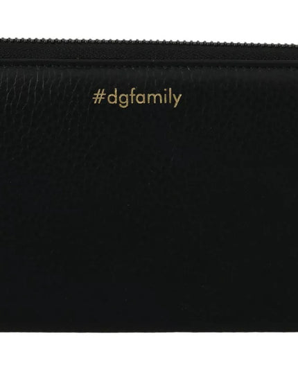 Dolce & Gabbana Black Leather #DGFAMILY Zipper Continental Mens Wallet