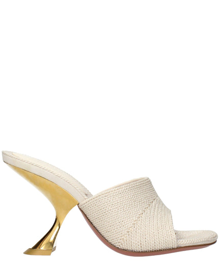 Amina Muaddi Beige Fabric Slippers