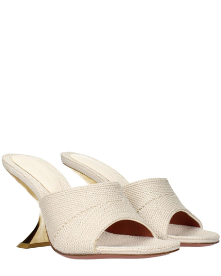 Amina Muaddi Beige Fabric Slippers