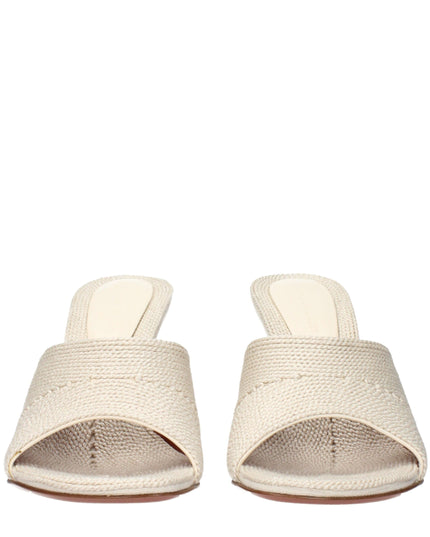 Amina Muaddi Beige Fabric Slippers