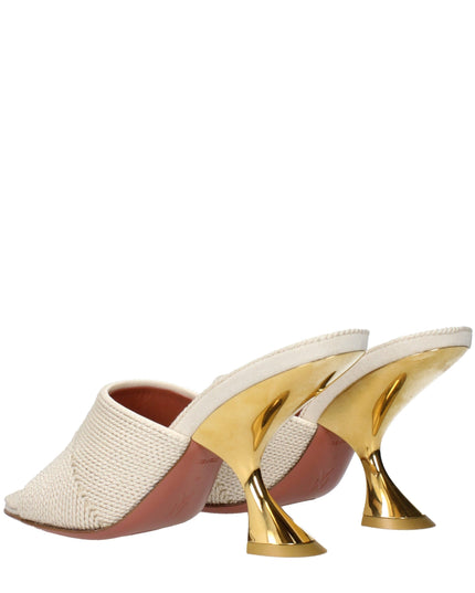 Amina Muaddi Beige Fabric Slippers