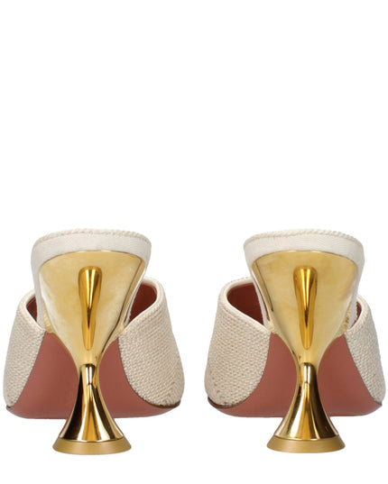 Amina Muaddi Beige Fabric Slippers