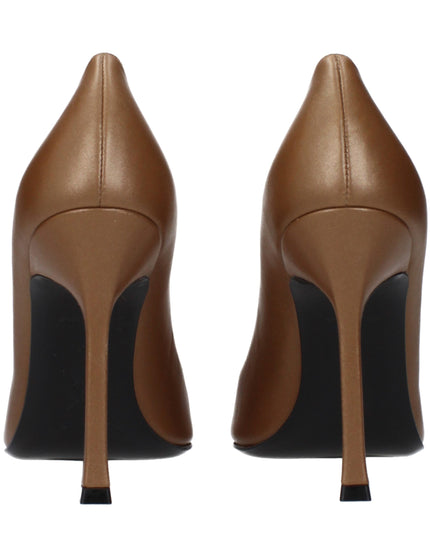 Amina Muaddi Brown Leather High Heel Pumps