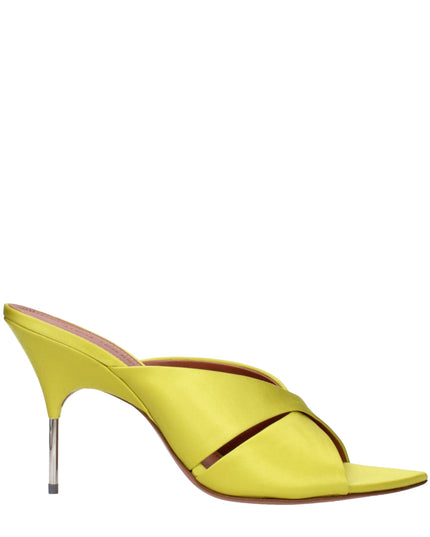 Amina Muaddi Green Satin Stiletto Heel Sandals