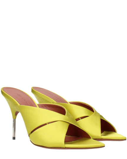 Amina Muaddi Green Satin Stiletto Heel Sandals