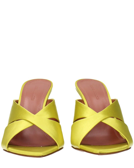 Amina Muaddi Green Satin Stiletto Heel Sandals