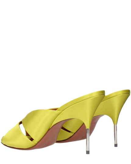 Amina Muaddi Green Satin Stiletto Heel Sandals