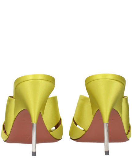 Amina Muaddi Green Satin Stiletto Heel Sandals