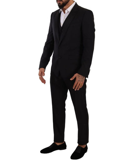 Dolce & Gabbana Black Wool Three-Piece Suit