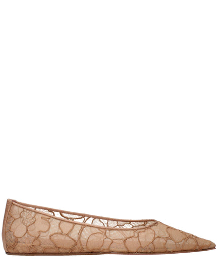 Amina Muaddi Beige Fabric Ballet Flats