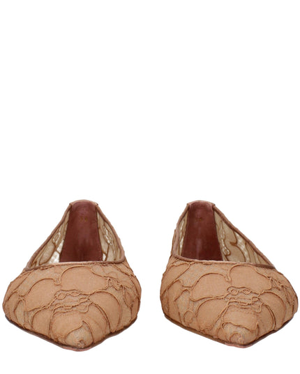Amina Muaddi Beige Fabric Ballet Flats