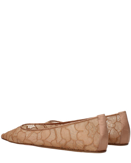 Amina Muaddi Beige Fabric Ballet Flats