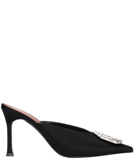 Amina Muaddi Black Satin High Heel Pumps