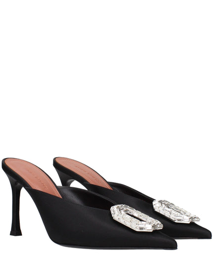 Amina Muaddi Black Satin High Heel Pumps