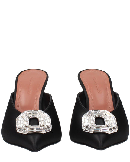Amina Muaddi Black Satin High Heel Pumps