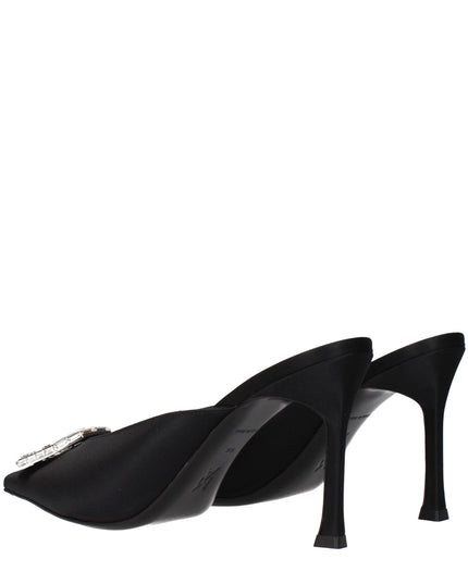 Amina Muaddi Black Satin High Heel Pumps