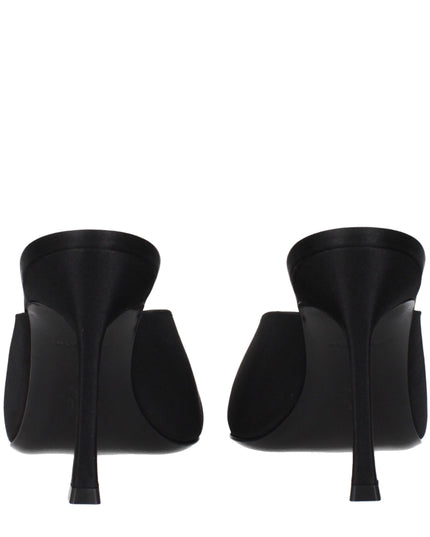 Amina Muaddi Black Satin High Heel Pumps