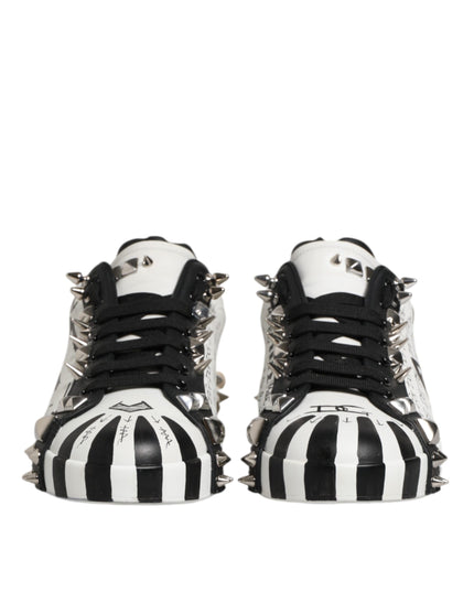 Dolce & Gabbana White Portofino Studded Men Sneakers Shoes