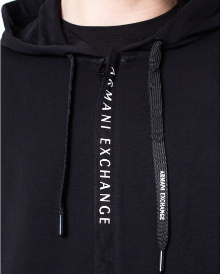 Armani Exchange Black Cotton Hoodie