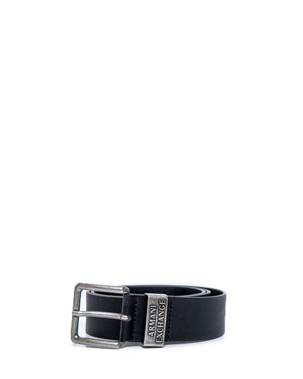 Armani Exchange Black Leather Regular Belt