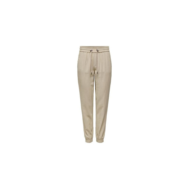 Only Beige Viscose Casual Pants