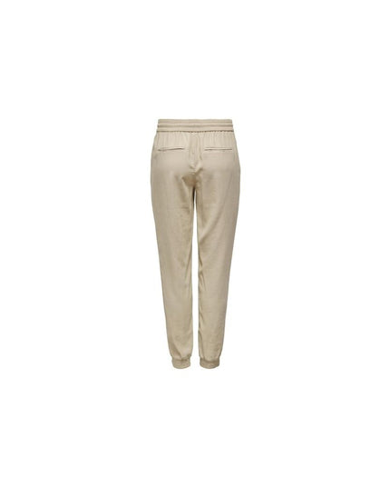 Only Beige Viscose Casual Pants