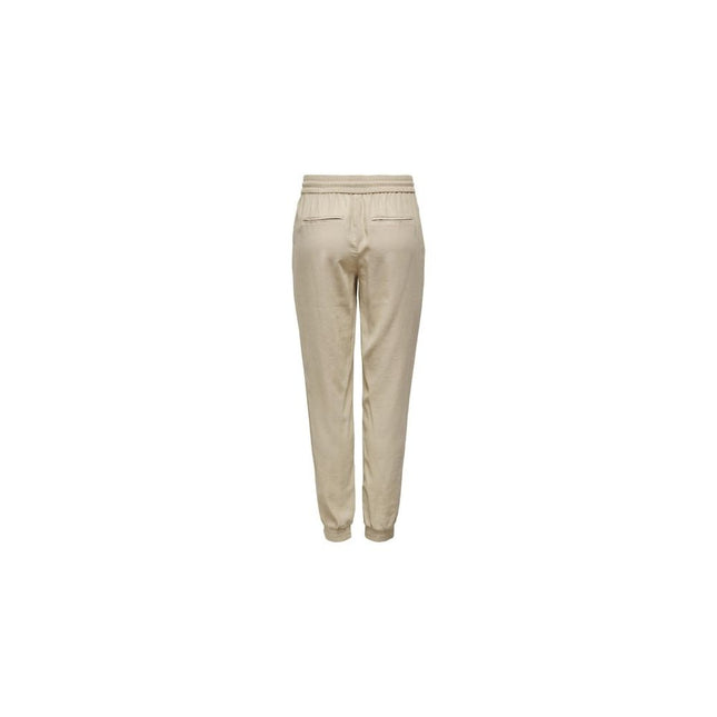 Only Beige Viscose Casual Pants