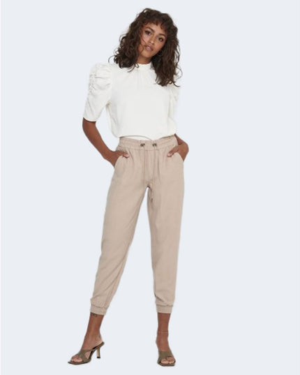 Only Beige Viscose Casual Pants