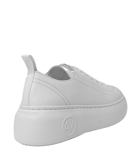 Armani Exchange White Leather Platform Sneakers