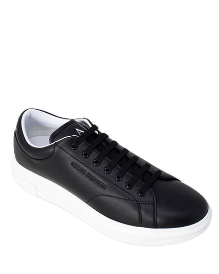Armani Exchange Black Leather Low Top Sneakers