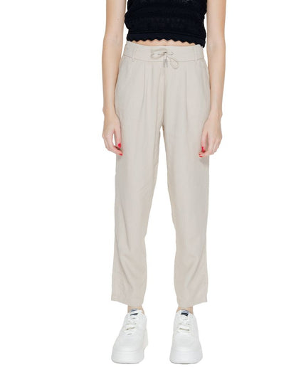 Only Beige Linen Casual Pants