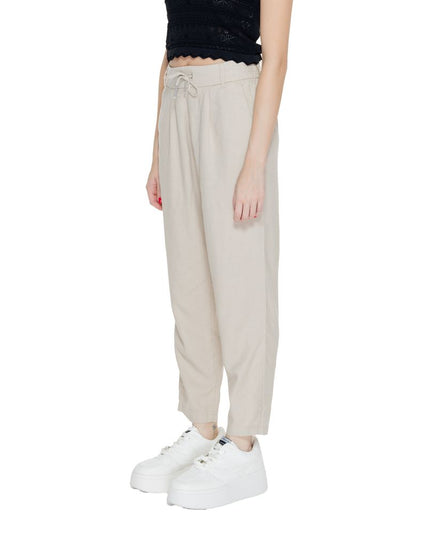 Only Beige Linen Casual Pants