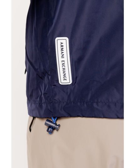 Armani Exchange Blue Polyester Shell Jacket