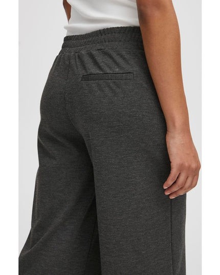 ICHI Gray Recycled Polyester Flared Pants