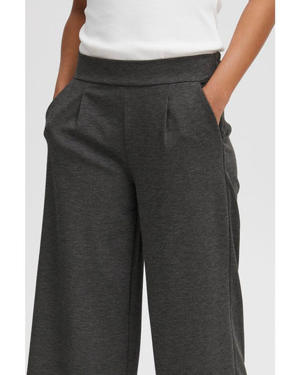 ICHI Gray Recycled Polyester Flared Pants