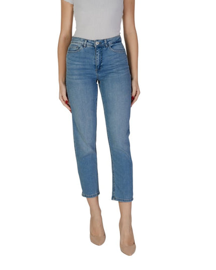 ICHI Light Blue Cotton Mom Jeans
