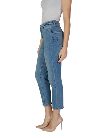 ICHI Light Blue Cotton Mom Jeans