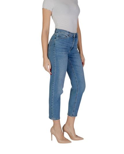 ICHI Light Blue Cotton Mom Jeans
